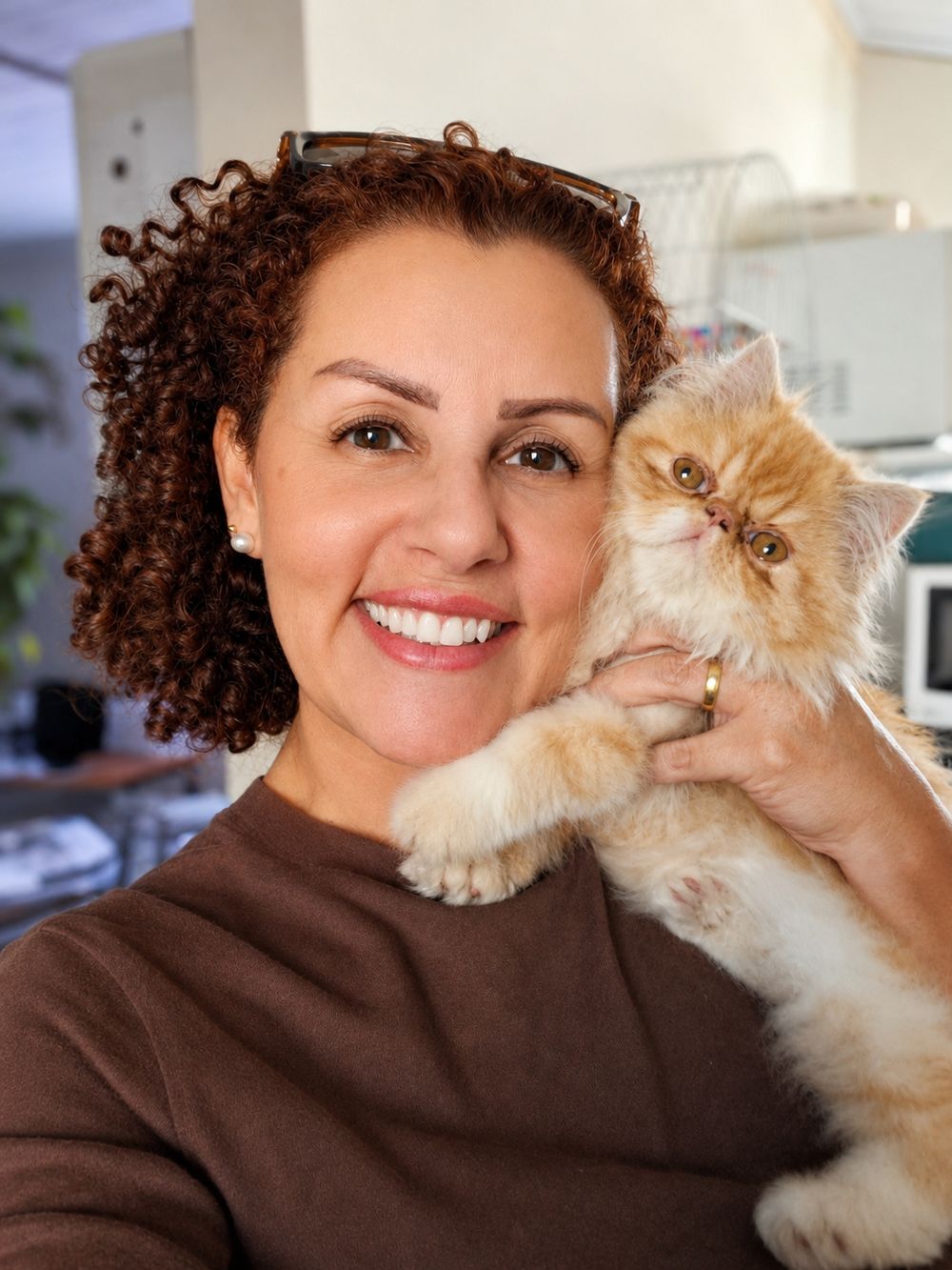 Dra. Luciana Peleja com paciente felino
