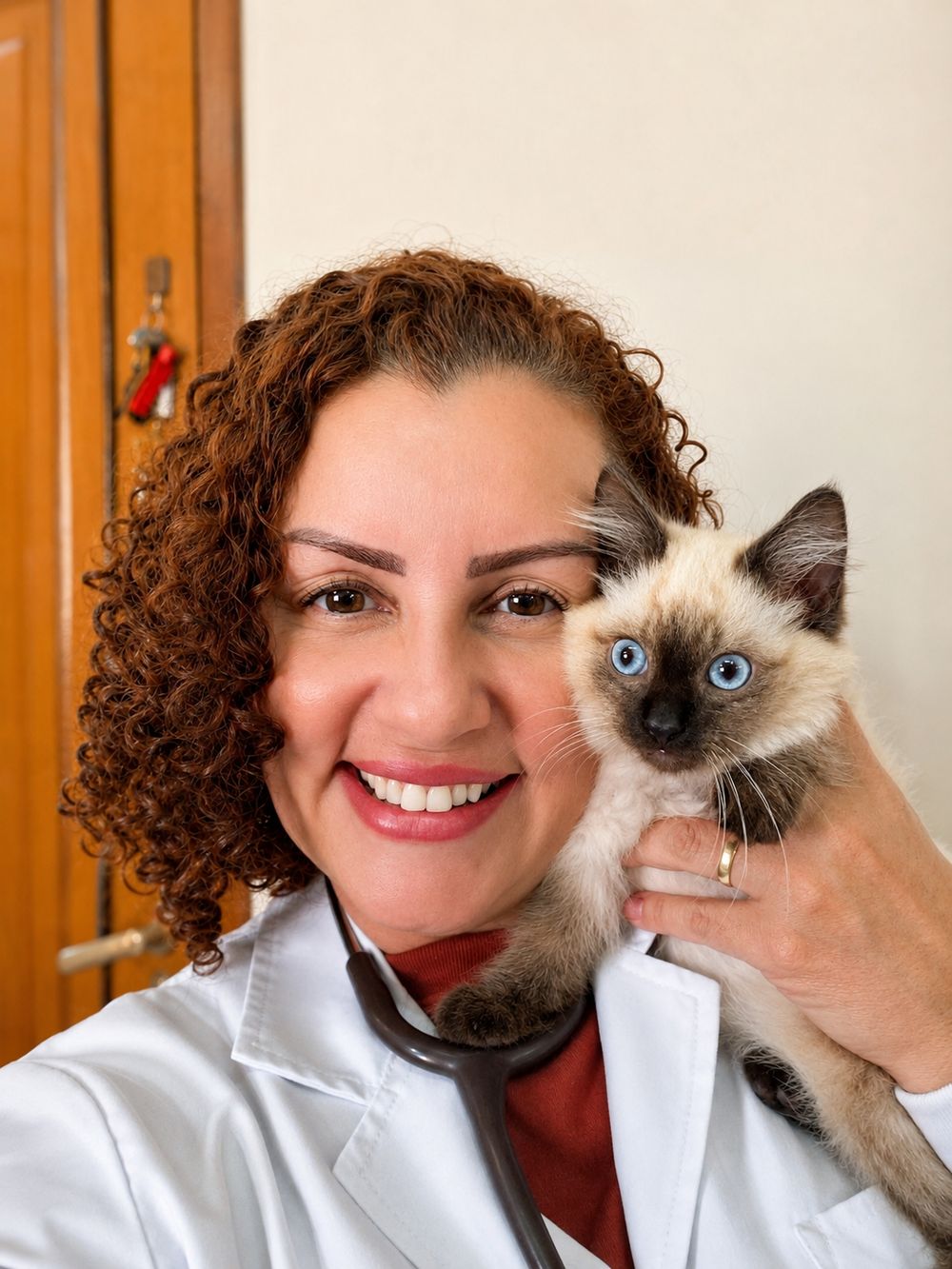 Dra. Luciana Peleja em consulta felina